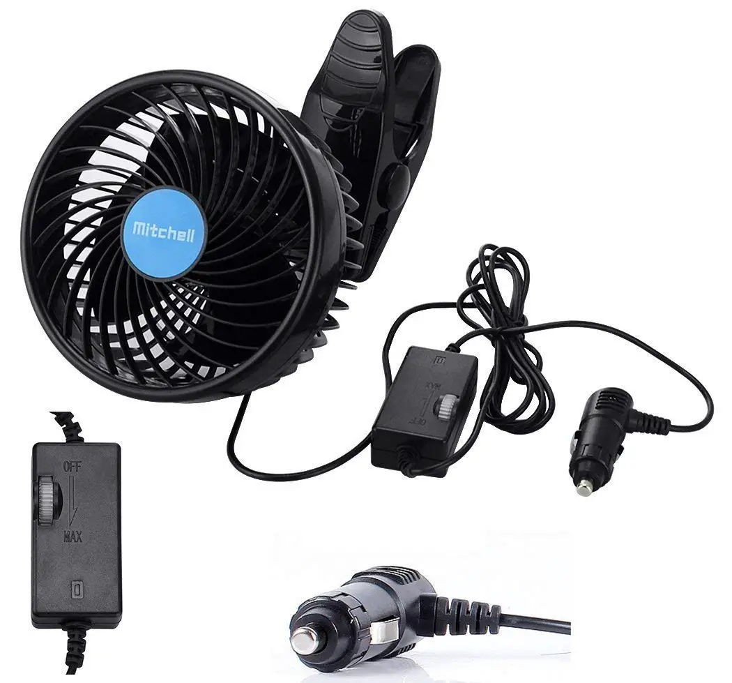 Automotive Powerful Quiet Dual Oscillating Home Cooling Camping Air Fan VaygWay 12V Fan for Car Fan 